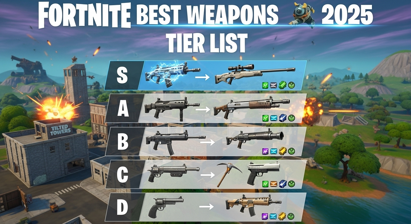 Top Fortnite Weapons Ranked: 2025 Tier List
