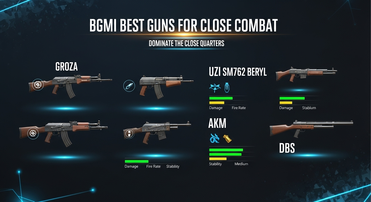 Best BGMI Guns for Close-Range Fights