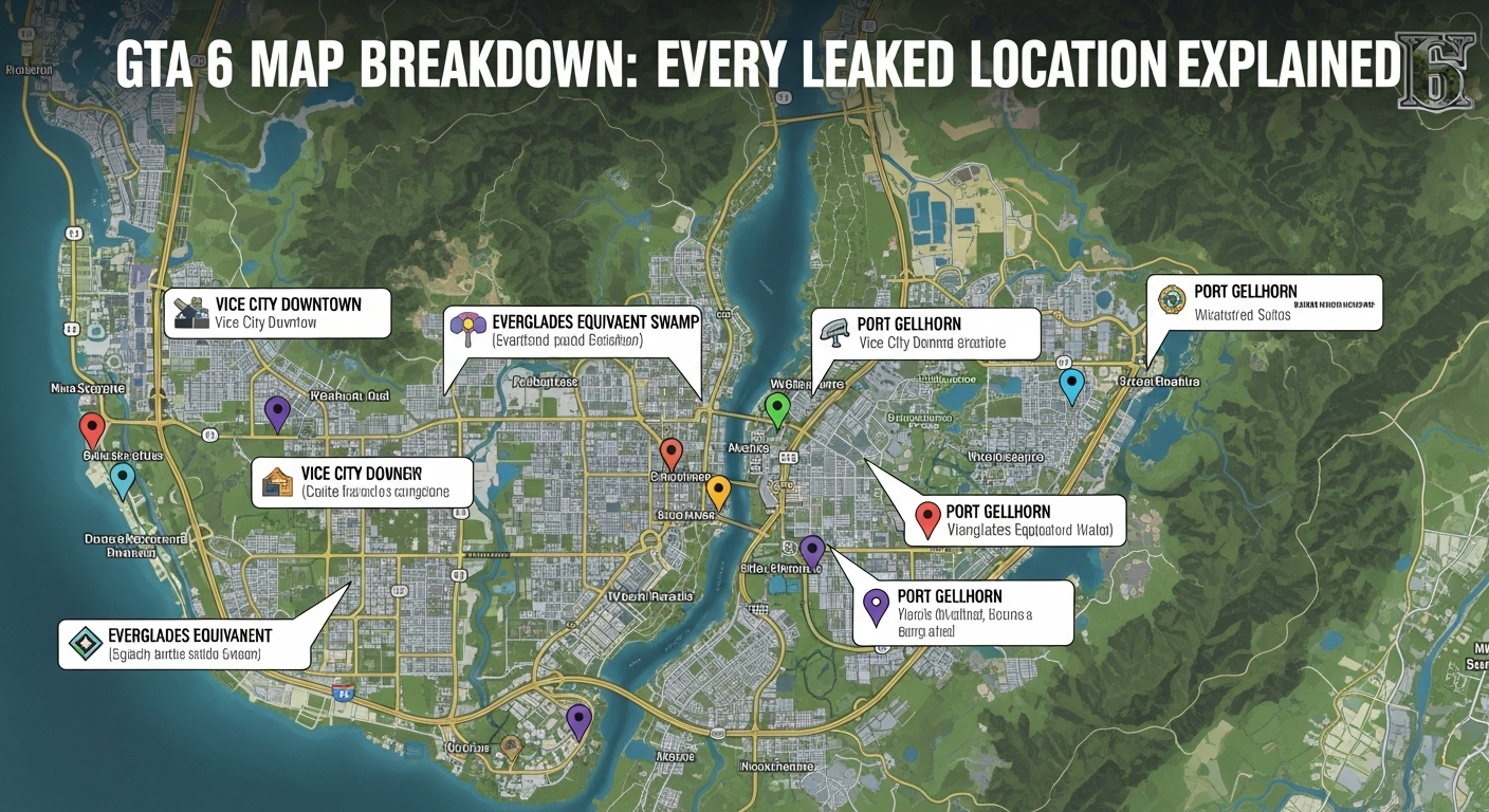 GTA 6 Map Leaks: All Locations Detailed