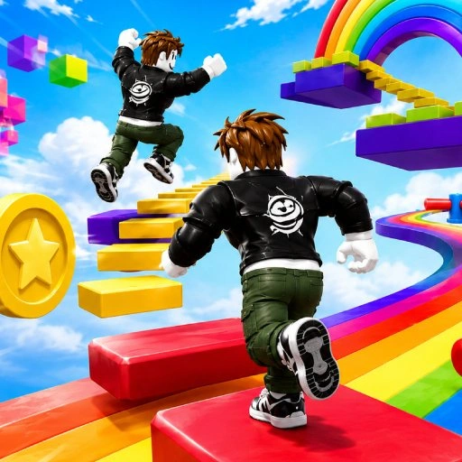 Obby Rainbow Parkour Two Player Game 